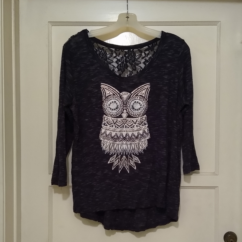 3/$15 Tru Self Owl Top